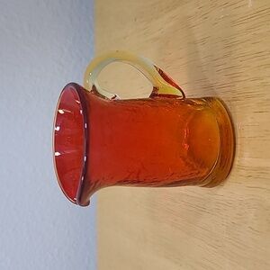 Vintage Amberina Crackle Glass Creamer-1960 Collectible Hand Blown Glass
